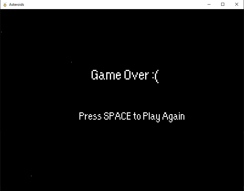 Game Over Screen of Featured Project